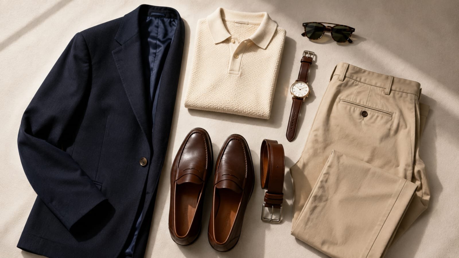 Old Money Aesthetic Outfit Ideas for Men featuring classic blazers, polos, chinos, loafers, and sweaters