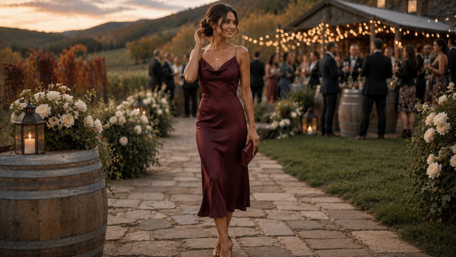 fall wedding guest dresses burgundy satin