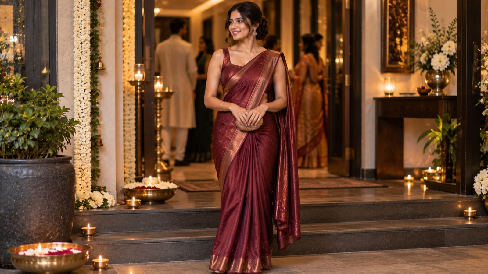 Silk pre draped saree for festive events