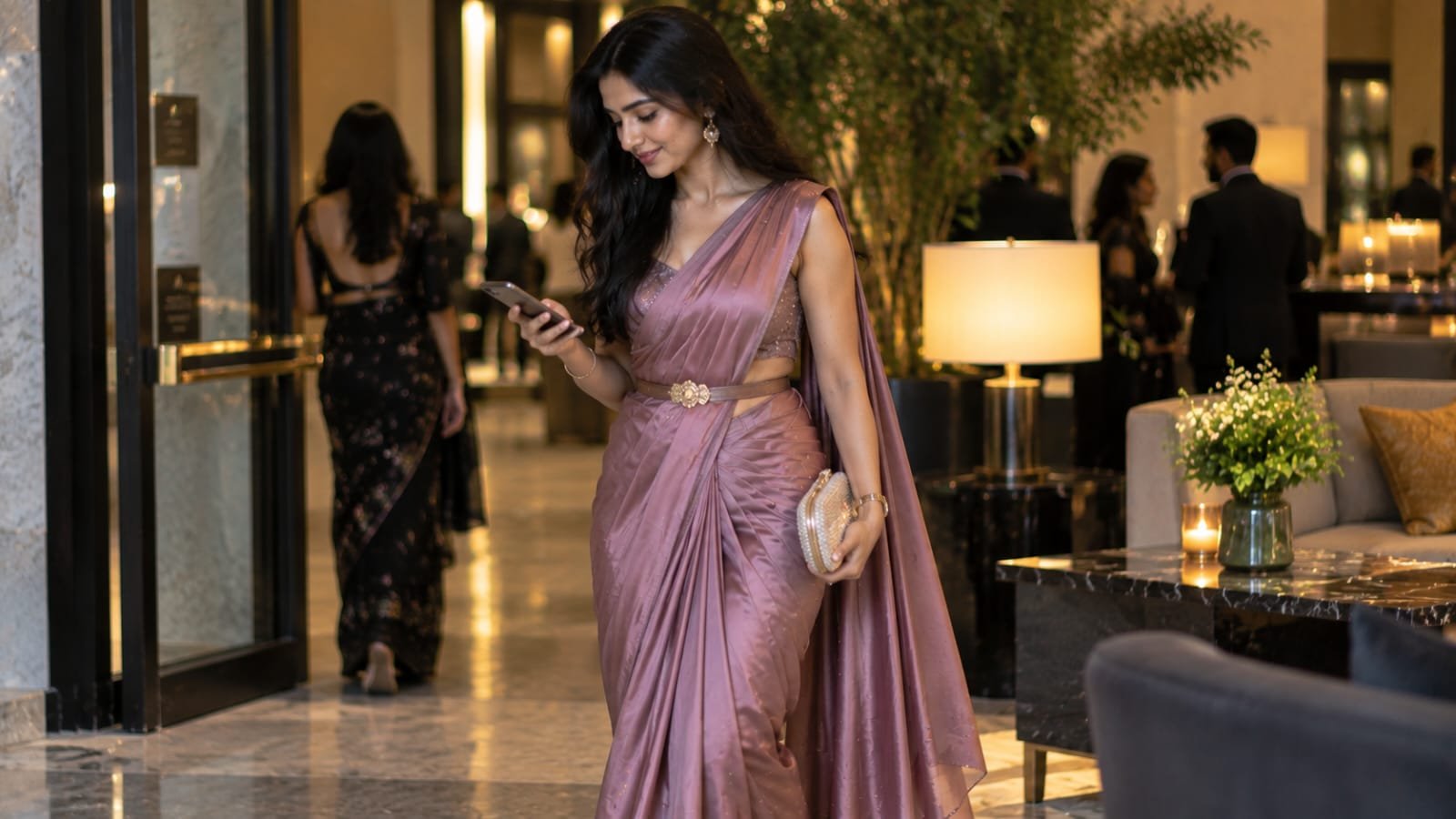 Modern Pre-Draped Saree With Belt Styling