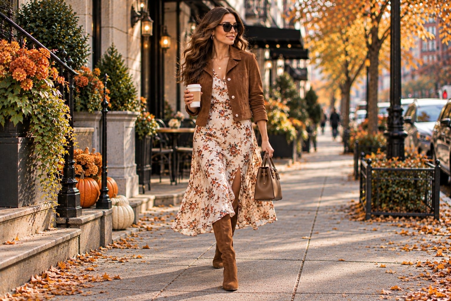 Suede jacket outfit for women styled with a trendy fall outfit in 2026