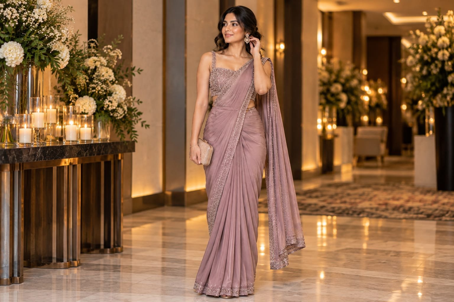 Modern pre draped saree outfit for women